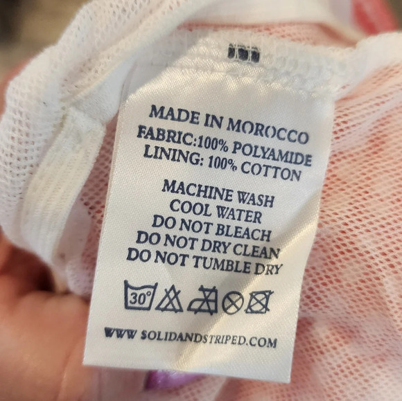 Solid & Striped classic coral Orange/White gingham swim trunks. Men's size small - Picture 11 of 15